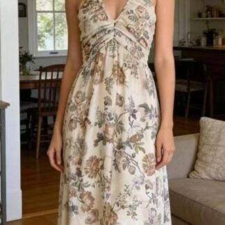 Vestido floral atado al cuello